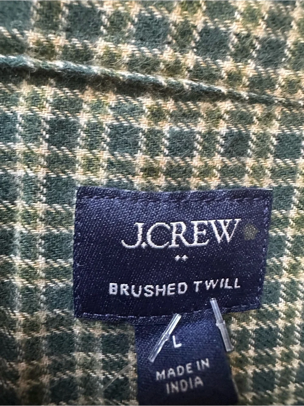 J. Crew Dark Green Plaid Brushed Twill Button-Down Shirt man’s L plaid